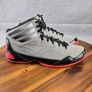 Adidas Basketball Shoes Mens High Top Sneakers Gray Red Black Athletic